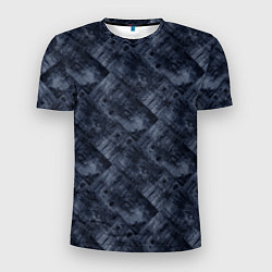Мужская спорт-футболка Темный серо-синий узор деревянного паркета