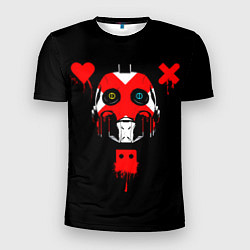 Футболка спортивная мужская Love death and robots белый робот c крестом на лиц, цвет: 3D-принт