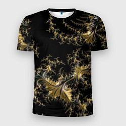 Мужская спорт-футболка Черный с золотым фрактал мини Абстракция