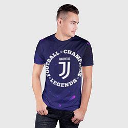 Футболка спортивная мужская Символ Juventus и круглая надпись Football Legends, цвет: 3D-принт — фото 2
