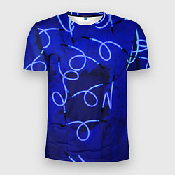 Футболка спортивная мужская Неоновые закрученные фонари - Синий, цвет: 3D-принт