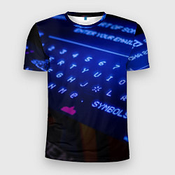 Мужская спорт-футболка Неоновая клавиатура - Синий