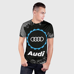 Футболка спортивная мужская Audi в стиле Top Gear со следами шин на фоне, цвет: 3D-принт — фото 2