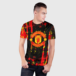 Футболка спортивная мужская Manchester united краска, цвет: 3D-принт — фото 2