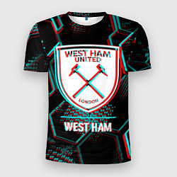 Футболка спортивная мужская West Ham FC в стиле Glitch на темном фоне, цвет: 3D-принт