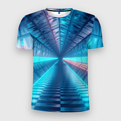Мужская спорт-футболка Неоновый коридор лаборатории - Синий
