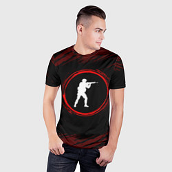 Футболка спортивная мужская Символ Counter Strike и краска вокруг на темном фо, цвет: 3D-принт — фото 2