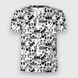 Мужская спорт-футболка Black and white alphabet and numbers