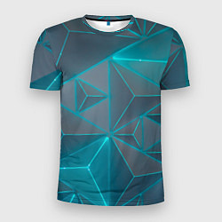 Мужская спорт-футболка Неоновая киберпанк броня - Светло-синий