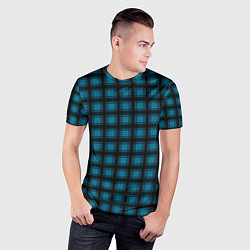 Футболка спортивная мужская Black and blue plaid, цвет: 3D-принт — фото 2