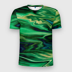 Футболка спортивная мужская Абстрактный узор в зеленых тонах, цвет: 3D-принт