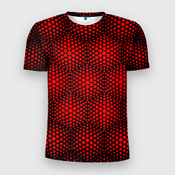 Футболка спортивная мужская Красные неоновые соты, цвет: 3D-принт