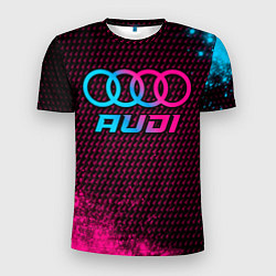 Футболка спортивная мужская Audi - neon gradient, цвет: 3D-принт