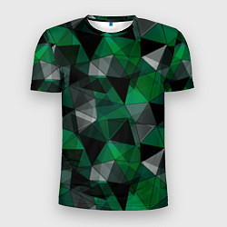Мужская спорт-футболка Зеленый, серый и черный геометрический