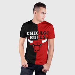 Футболка спортивная мужская Чикаго Буллз black & red, цвет: 3D-принт — фото 2
