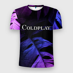 Футболка спортивная мужская Coldplay neon monstera, цвет: 3D-принт