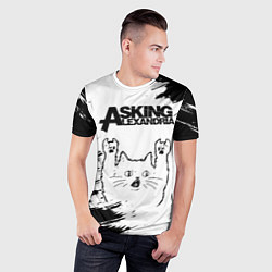 Футболка спортивная мужская Asking Alexandria рок кот на светлом фоне, цвет: 3D-принт — фото 2