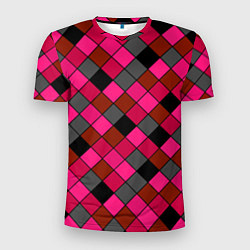 Футболка спортивная мужская Розово-красный геометрический узор, цвет: 3D-принт