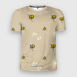 Мужская спорт-футболка Цветы Ромашки и Пчёлы