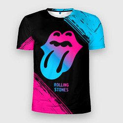 Футболка спортивная мужская Rolling Stones - neon gradient, цвет: 3D-принт