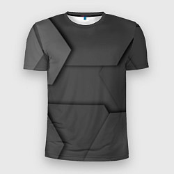 Футболка спортивная мужская Черные геометрические фигуры в трехмерном простран, цвет: 3D-принт