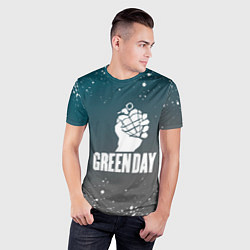Футболка спортивная мужская Green day - брызги, цвет: 3D-принт — фото 2