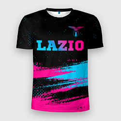 Футболка спортивная мужская Lazio - neon gradient: символ сверху, цвет: 3D-принт