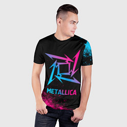 Футболка спортивная мужская Metallica - neon gradient, цвет: 3D-принт — фото 2