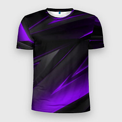 Мужская спорт-футболка Черно-фиолетовая геометрическая абстракция