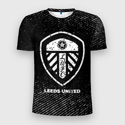 Футболка спортивная мужская Leeds United с потертостями на темном фоне, цвет: 3D-принт