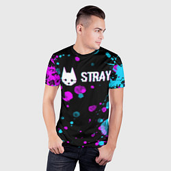 Футболка спортивная мужская Stray - кляксы - неон, цвет: 3D-принт — фото 2