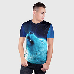 Футболка спортивная мужская Волк воет ну зимнее ночное небо, цвет: 3D-принт — фото 2