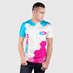 Футболка спортивная мужская Land Rover neon gradient style: надпись, символ, цвет: 3D-принт — фото 2