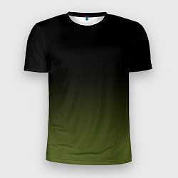 Мужская спорт-футболка Черный и хвойный зеленый градиент