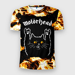 Футболка спортивная мужская Motorhead рок кот и огонь, цвет: 3D-принт