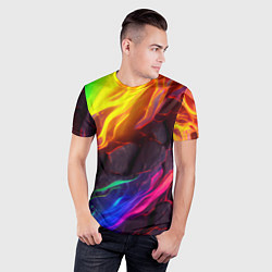 Футболка спортивная мужская Neon rainbow lava, цвет: 3D-принт — фото 2