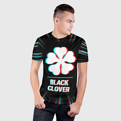 Футболка спортивная мужская Символ Black Clover в стиле glitch на темном фоне, цвет: 3D-принт — фото 2