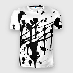 Футболка спортивная мужская Чёрные кляксы на белом фоне - минимализм, цвет: 3D-принт