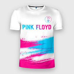 Футболка спортивная мужская Pink Floyd neon gradient style: символ сверху, цвет: 3D-принт