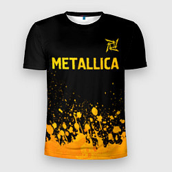 Футболка спортивная мужская Metallica - gold gradient: символ сверху, цвет: 3D-принт
