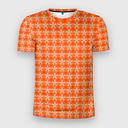 Футболка спортивная мужская Цветочки на оранжевом фоне, цвет: 3D-принт