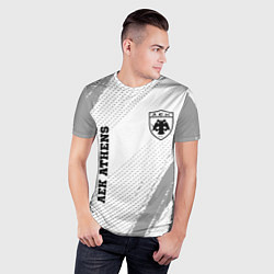 Футболка спортивная мужская AEK Athens sport на светлом фоне: надпись, символ, цвет: 3D-принт — фото 2