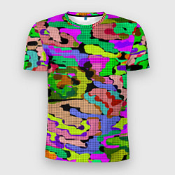 Мужская спорт-футболка Разноцветный клетчатый камуфляж