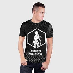 Футболка спортивная мужская Tomb Raider с потертостями на темном фоне, цвет: 3D-принт — фото 2