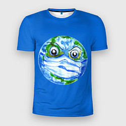 Мужская спорт-футболка Злая планета Земля в маске