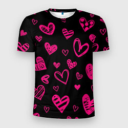 Мужская спорт-футболка Розовые сердца
