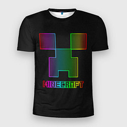 Футболка спортивная мужская Minecraft logo neon, цвет: 3D-принт