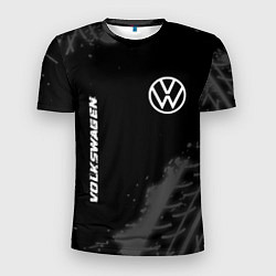 Футболка спортивная мужская Volkswagen speed на темном фоне со следами шин: на, цвет: 3D-принт