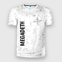 Мужская спорт-футболка Megadeth glitch на светлом фоне: надпись, символ