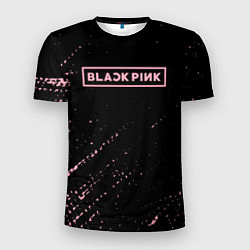 Футболка спортивная мужская Black pink розовые брызги, цвет: 3D-принт